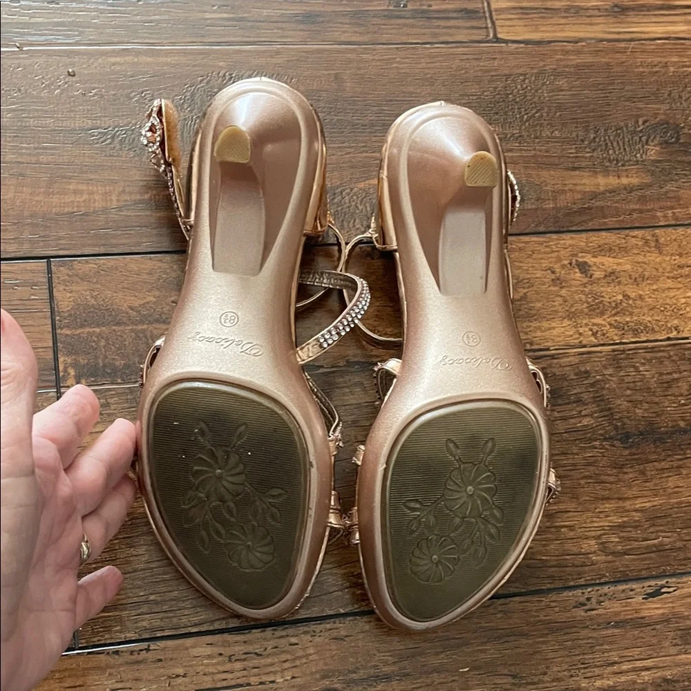 Delicacy Gold Rhinestone Strappy Heels - Picture 5 of 6